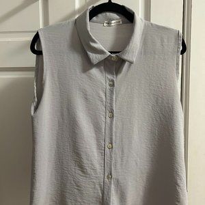 Sleeveless Stone Gray button down